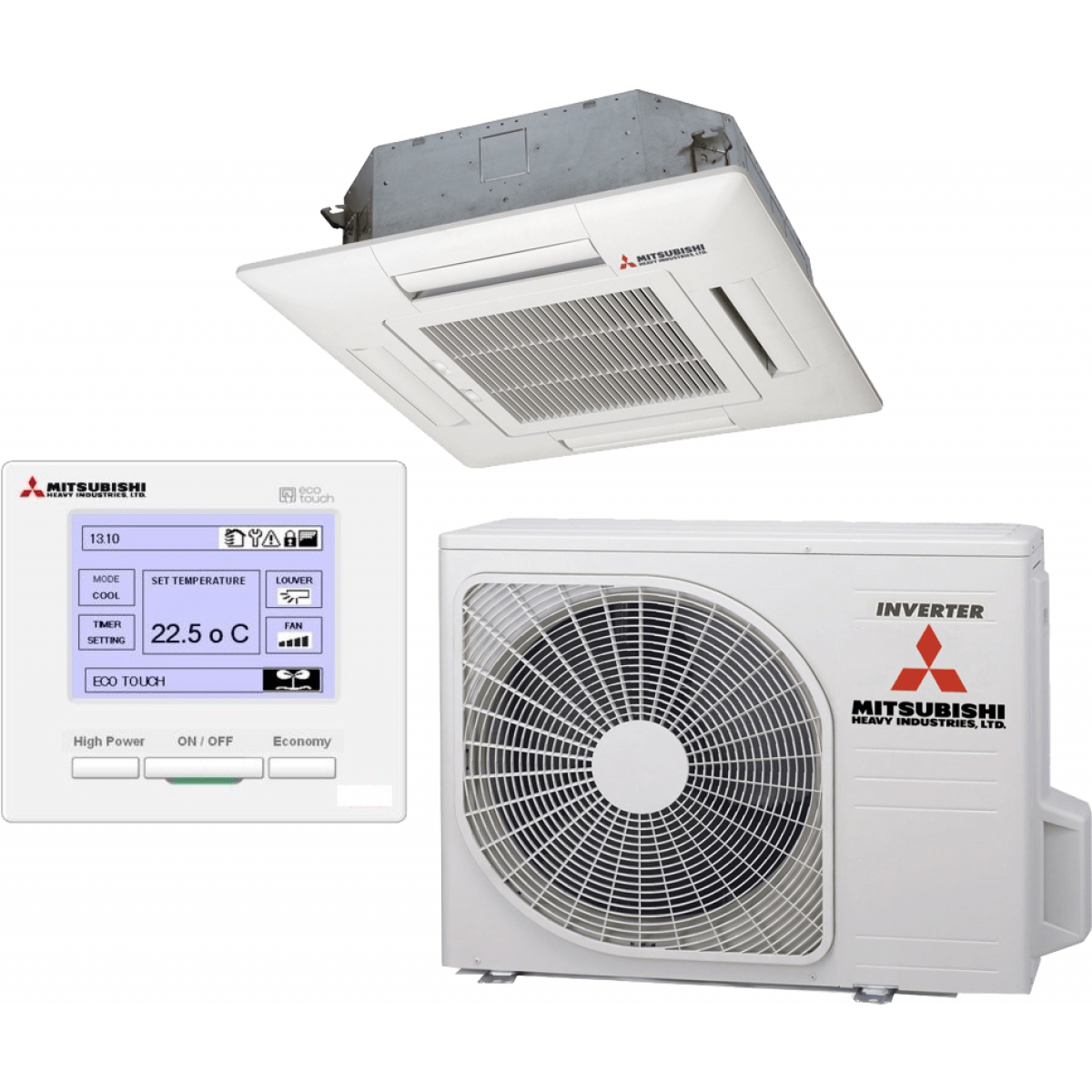 Cassette 60×60 single-split FDTC50VH 5,0 kW inclusief paneel en bedraden wandbediening - Afbeelding 1